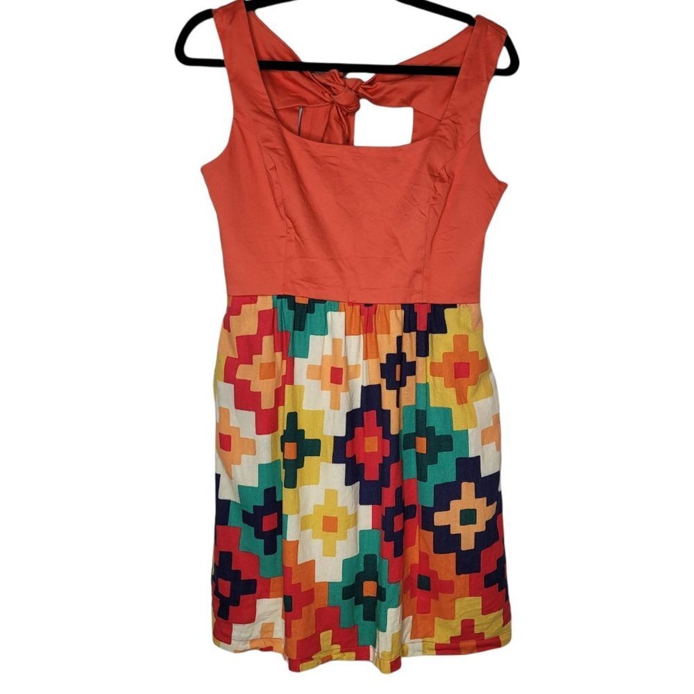 Judith March Geometric southwestern Aztec print Sun Dress womens large
